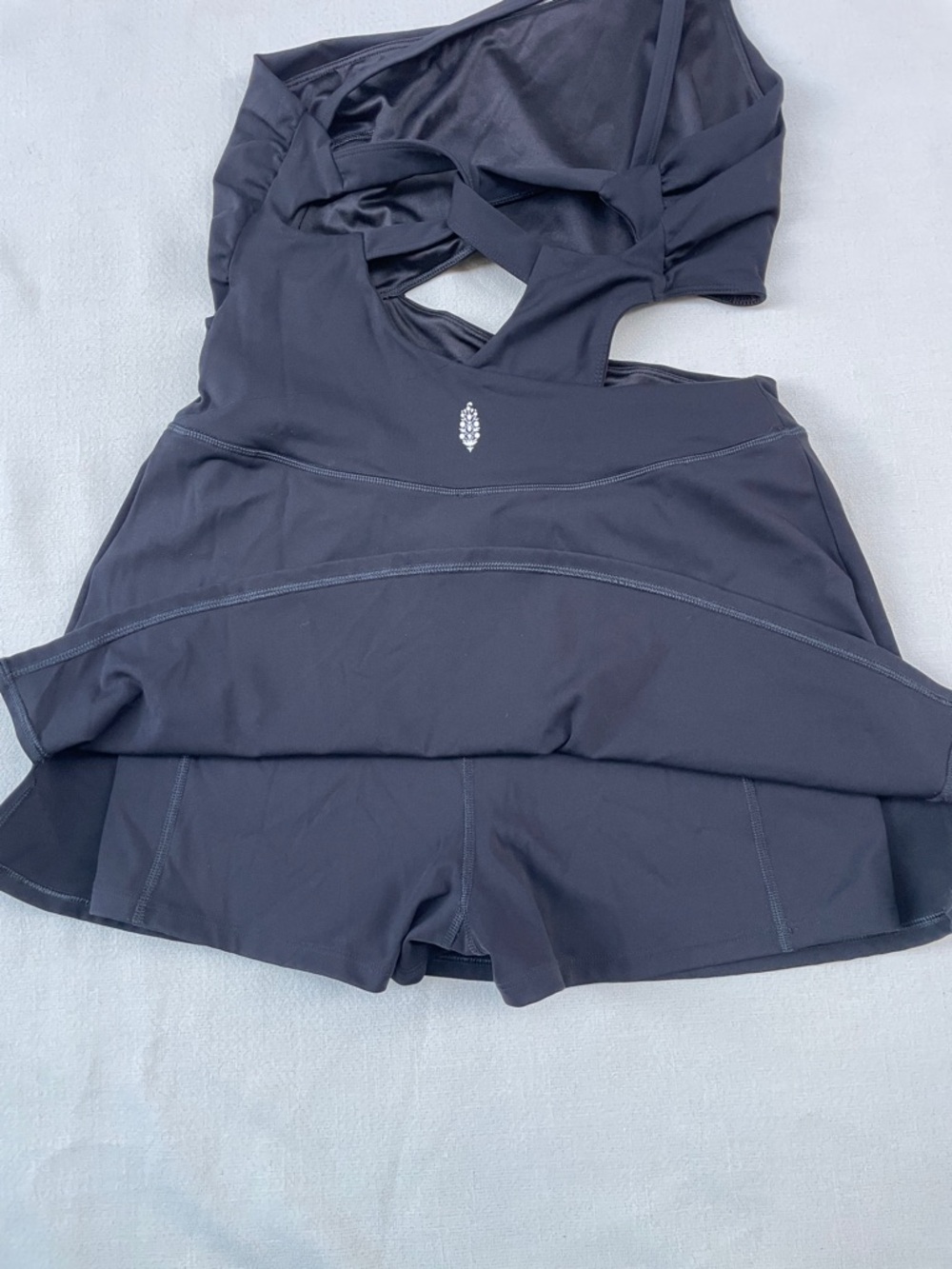 FP Movement Transcend Limits One-Shoulder Cutout Black Tennis One Piece Skortsie - Picture 7 of 16